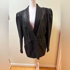 Peruzzi made in Italy vintage leather jacket coat sz 48  L or oversized M black